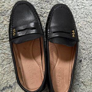 Ralph Lauren Elegant Black Flats with Gold Accents